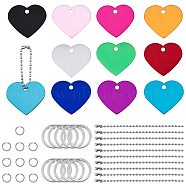 DIY Keychain Making, with Aluminum Pendants, Iron Ball Chains, Jump Ring and Split Key Ring, Heart, Mixed Color, 25x2mm(DIY-BC0002-19)