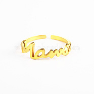 Simple Stainless Steel Mama Cuff Rings for Mother's Day, Golden, show in picture(QW8429-2)