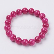 Natural Yellow Jade Beaded Stretch Bracelet, Dyed, Round, Medium Violet Red, 2 inch(5cm), Beads:  6mm(BJEW-P209-12-6mm)