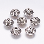 Tibetan Style Alloy Beads, Saucer, Antique Silver, Lead Free & Cadmium Free & Nickel Free, 16x23mm, Hole: 2mm(X-LF9387Y-NF)