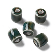 Handmade Porcelain Beads, Column, Dark Slate Gray, 10~10.5x9~10.5mm, Hole: 2.5mm(PORC-L080-I19)