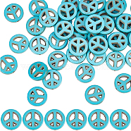5 Strands Synthetical Turquoise Beads Strands, Peace Sign, Dark Turquoise, 15x4mm, Hole: 1mm(TURQ-SC0001-15A)