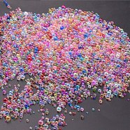 AB Color Plated 3D Nail Art Glass Mini Ball Beads, Tiny Caviar Nail Beads, DIY Nails Art Round Decorations, Flamingo, 0.4~3mm, 720~1000pcs/bag(MRMJ-WH0064-40J)