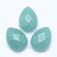 Natural White Jade Cabochons, teardrop, Faceted, Dyed, 18x13x5mm(G-E491-N-01)