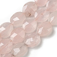 Natural Rose Quartz Beads Strands, Faceted, Flat Oval, 10x8x5mm, Hole: 1mm, about 38pcs/strand, 15.04''(38.2cm)(G-P544-D07-01)