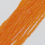 Transparent Glass Beads Strands, Faceted, Rondelle, Orange, 2.5x1.5mm, Hole: 0.5mm, about 197~201pcs/strand, 12.9 inch(33cm)(EGLA-J144-NA07)
