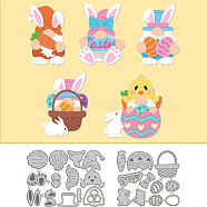 Easter Theme Carbon Steel Cutting Dies Stencils, for DIY Scrapbooking, Photo Album, Decorative Embossing Paper Card, Stainless Steel Color, Gnome, 103~105x116~144x0.8mm, 2pcs/set(DIY-WH0309-1636)