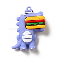 Dinosaur with Hamburger Shape PVC Pendants, Medium Slate Blue, 52x42x16.5mm, Hole: 3mm(KY-E012-03C)