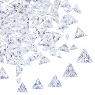 ARRICRAFT 100Pcs 5 Style Cubic Zirconia Pointed Back Cabochons, Triangle, Faceted, Clear, 20pcs/style(ZIRC-AR0001-13)