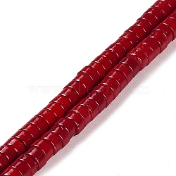 Synthetic Turquoise Beads Strands, Disc, Dyed, Heishi Beads, FireBrick, 4.5x2.5mm, Hole: 1.2mm, about 158pcs/strand, 15.28 inch(38.8cm)(G-C101-K01-01A)