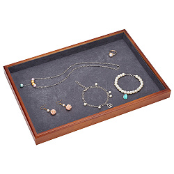 Rectangle Spray Painted Wooden Jewelry Display Trays, with Faux Suede Inside for Earrings, Bracelets, Necklaces, Sunglasses Storage, Slate Gray, 35.4x24.4x3cm, Inner Diameter: 33.3x22.3cm(FIND-WH0152-187B)