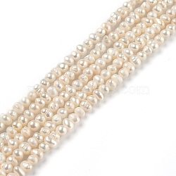 Natural Cultured Freshwater Pearl Beads Strands, Potato, Bisque, 3.5~4.5x4.5~6.5mm, Hole: 0.5mm, about 86pcs/strand, 13.78 inch(35cm)(PEAR-L033-01)