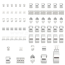 SUNNYCLUE 60Pcs 10 Style Brass Beads, Long-Lasting Plated, Mixed Shape, Silver, 2~8x1.5~4mm, Hole: 1.2~3mm, 6pcs/style(KK-SC0002-62)