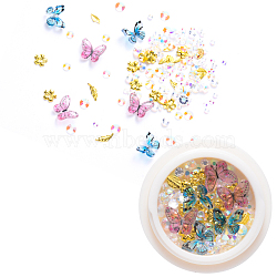 Nail Art Decoration Accessories, with Resin, Acrylic Rhinestones & Golden Tone Brass Cabochons, Mixed Shape, Mixed Color, 2~8x2~9.5x0.5~3.5mm(X-MRMJ-Q087-006A)