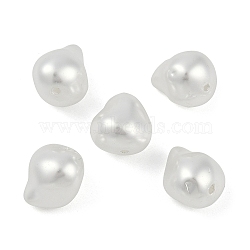 Glass Profiled Pearl Beads, Pearlized, Nuggets, White, 14~15x12x13mm, Hole: 1.2~1.4mm(HY-Z001-06B)