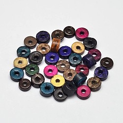 Dyed Natural Coconut Disc Loose Beads, Mixed Color, 8~9x3~6mm, Hole: 1~3mm(X-COCB-O002-05)