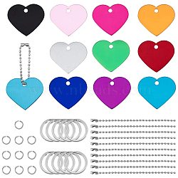 DIY Keychain Making, with Aluminum Pendants, Iron Ball Chains, Jump Ring and Split Key Ring, Heart, Mixed Color, 25x2mm(DIY-BC0002-19)