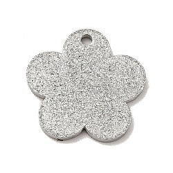 304 Stainless Steel Pendants, Textured, Flower, Stainless Steel Color, 11.5x12x1mm, Hole: 1mm(STAS-J040-18B-P)