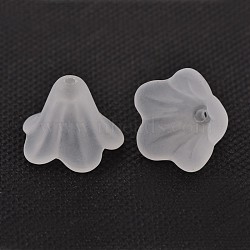 Frosted Acrylic Beads, Flower, White, 10x13.5mm, Hole: 1.8mm(X-PL692-13)