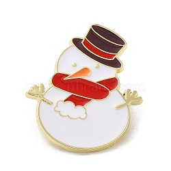 Christmas Theme Enamel Pins, Golden Alloy Brooches for Backpack Clothes, Snowman, 30x25x1.5mm(JEWB-H021-12B)