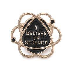 Universe with Word I Believe In Science Enamel Pins, Alloy Lapel Pin Backs for Backpack Clothes, Black, 23x25.5mm(JEWB-E042-09KCG)