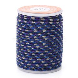 4-Ply Polycotton Cord Metallic Cord, Handmade Macrame Cotton Rope, for String Wall Hangings Plant Hanger, DIY Craft String Knitting, Prussian Blue, 1.5mm, about 4.3 yards(4m)/roll(OCOR-Z003-D15)