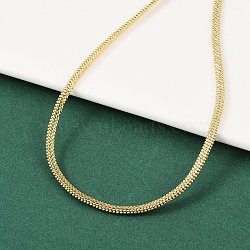 Brass Flat Snake Chain Necklace, Long-Lasting Plated, Lead Free & Cadmium Free, Real 18K Gold Plated, 16.89 inch(42.9cm)(NJEW-R260-01G)