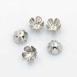 5-Petal Iron Flower Bead Caps, Platinum, 8x4mm, Hole: 1mm(X-IFIN-M008-02P)