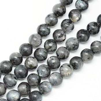 Natural Larvikite Beads Strands, Round, 4~5mm, Hole: 1mm, about 83~95pcs/strand, 14.6~15.3 inch