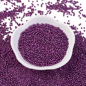 12/0 Grade A Round Glass Seed Beads, Baking Paint, Purple, 12/0, 2x1.5mm, Hole: 0.7mm, about 30000pcs/bag
