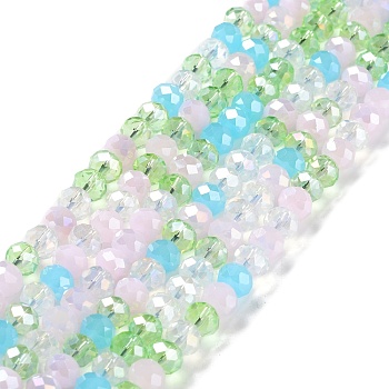 Glass Beads Strands, Faceted, Rondelle, Azure, 8x6mm, Hole: 1mm, about 65~68pcs/strand, 15.7~16.1 inch(40~41cm)