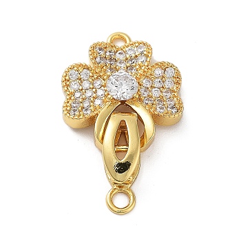 Rack Plating Brass Micro Pave Cubic Zirconia Fold Over Clasps, Cadmium Free & Lead Free, Long-Lasting Plated, Golden, 27mm