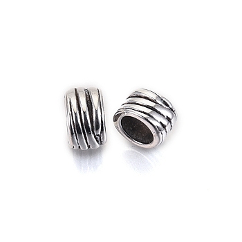 Tibetan Style Alloy European Beads, Large Hole Beads, Cadmium Free & Lead Free, Column with Sprial Style, Antique Silver, 10x6x8.5mm, Hole: 5.5mm, about 930pcs/1000g