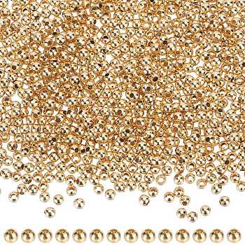 SUNNYCLUE 304 Stainless Steel Beads, Round, Golden, 2x2mm, Hole: 0.8mm, 1000pcs/box