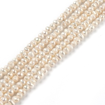 Natural Cultured Freshwater Pearl Beads Strands, Potato, Bisque, 3.5~4.5x4.5~6.5mm, Hole: 0.5mm, about 86pcs/strand, 13.78 inch(35cm)