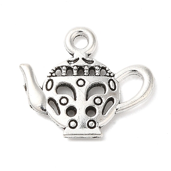 Teapot Tibetan Style Zinc Alloy Charms, Lead Free & Cadmium Free, Antique Silver, 16x18x2mm, Hole: 2mm, about 500pcs/500g