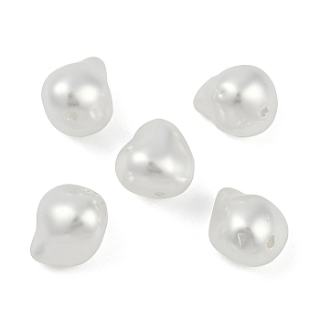 Glass Profiled Pearl Beads, Pearlized, Nuggets, White, 14~15x12x13mm, Hole: 1.2~1.4mm