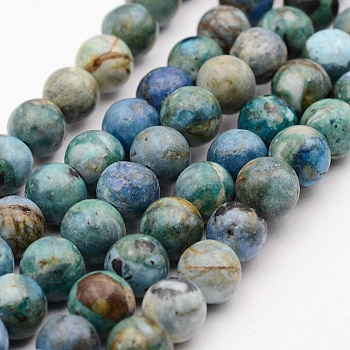 Natural Variscite Bead Strands, Round, 8mm, Hole: 1mm, about 49pcs/strand, 15 inch