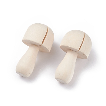 (Defective Closeout Sale: crack)Schima Superba Wooden Mushroom Children Toys, Display Decoration, DIY Accessories, Navajo White, 6x3.2cm