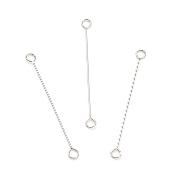 316 Surgical Stainless Steel Eye Pins, Double Sided Eye Pins, Stainless Steel Color, 30x2.5x0.4mm, Hole: 1.6mm