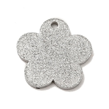 304 Stainless Steel Pendants, Textured, Flower, Stainless Steel Color, 11.5x12x1mm, Hole: 1mm