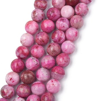 Natural Gemstone Hemimorphite Round Beads Strands, Dyed, Pink, 8mm, Hole: 1.2mm, about 50pcs/strand, 15.74 inch
