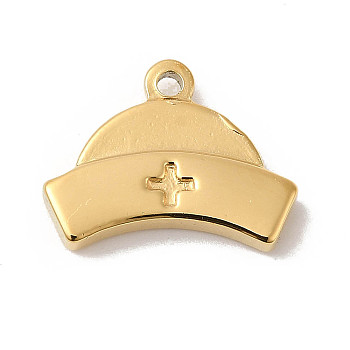 Manual Polishing 304 Stainless Steel Pendants, Nurse Cap Charm, Real 18K Gold Plated, 14x18x3mm, Hole: 1.5mm