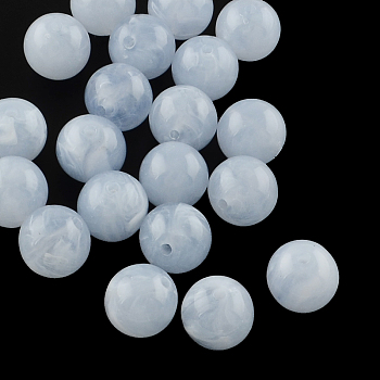 Round Imitation Gemstone Acrylic Beads, Cornflower Blue, 6mm, Hole: 2mm