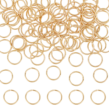 100Pcs 304 Stainless Steel Jump Rings, Open Jump Rings, Real 18K Gold Plated, 18 Gauge, 12x1mm, Inner Diameter: 10mm