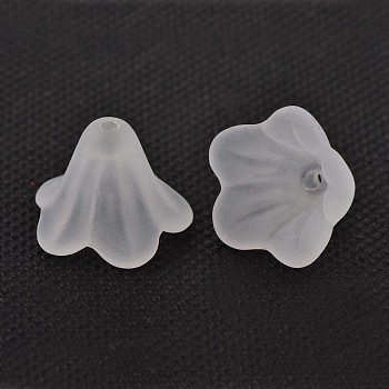 Frosted Acrylic Beads, Flower, White, 10x13.5mm, Hole: 1.8mm