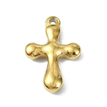 Ion Plating(IP) 304 Stainless Steel Pendants, Real 18K Gold Plated, Cross, 18.5x12.5x3mm, Hole: 1.4mm