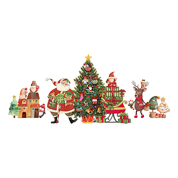 Christmas PVC Wall Stickers, Wall Decoration, Santa Claus, 800x390mm, 2pcs/set