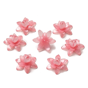 Flower Opaque Acrylic Beads, for DIY Jewelry Making, Pearl Pink, 32~33x14~15mm, Hole: 1~1.1mm