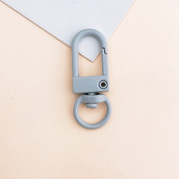 Baking Painted Alloy Swivel Clasps, Swivel Snap Hook, with Iron Findings, Gray, 33.5x13x5mm, Hole: 6x9.5mm